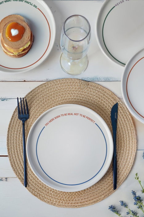 Hermia Juego de 6 Platos para Postres de Cerámica Blanca, 21 cm